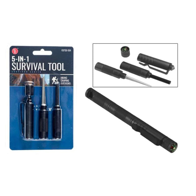 5 in 1 Survival Tool kit - Compass, Punch, Striker, Flint, Whistle