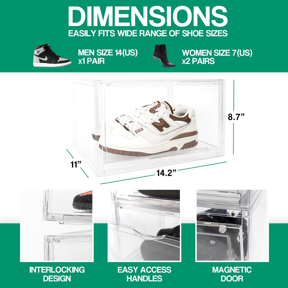 Ollie XL Shoe Box Organizer With Magnet Door, Ultra Clear