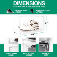 Ollie XL Shoe Box Organizer With Magnet Door, Ultra Clear