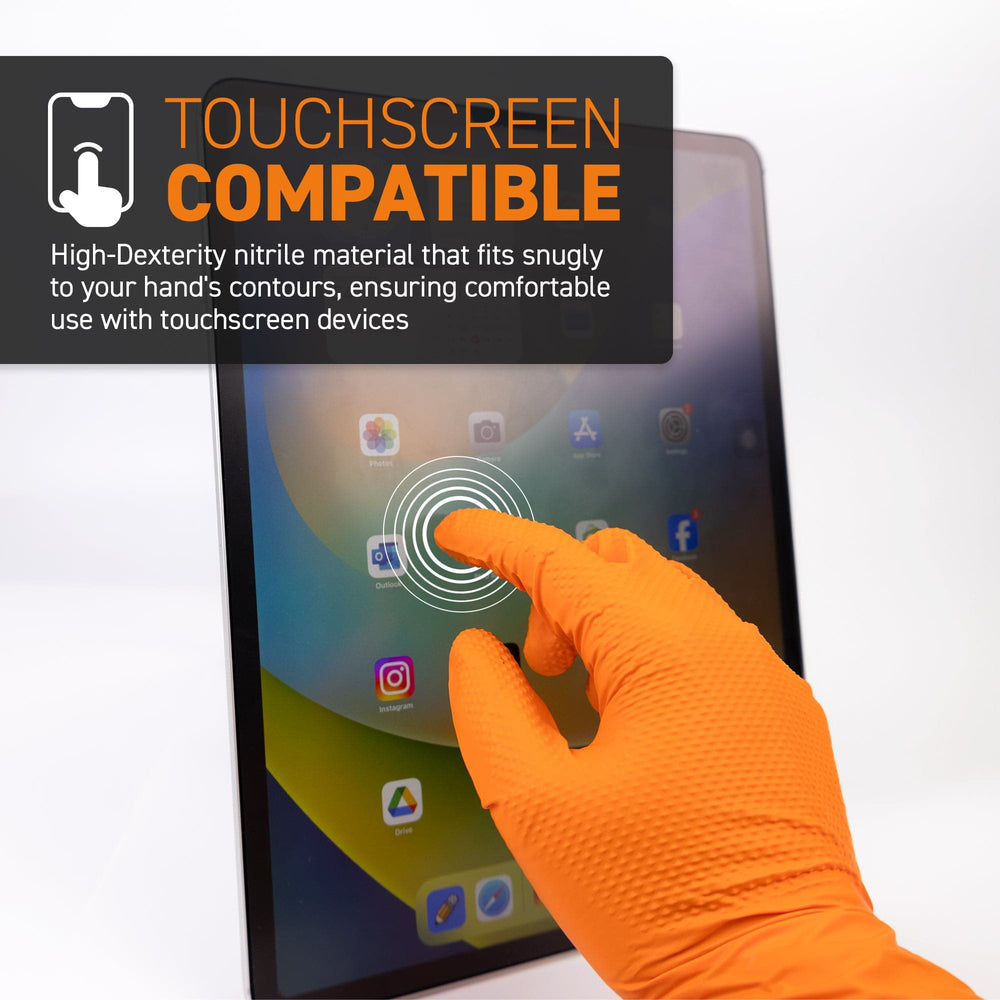 Industrial Grade Nitrile Gloves, Orange, Box of 100 Pieces, 8 Mil - 72HRS