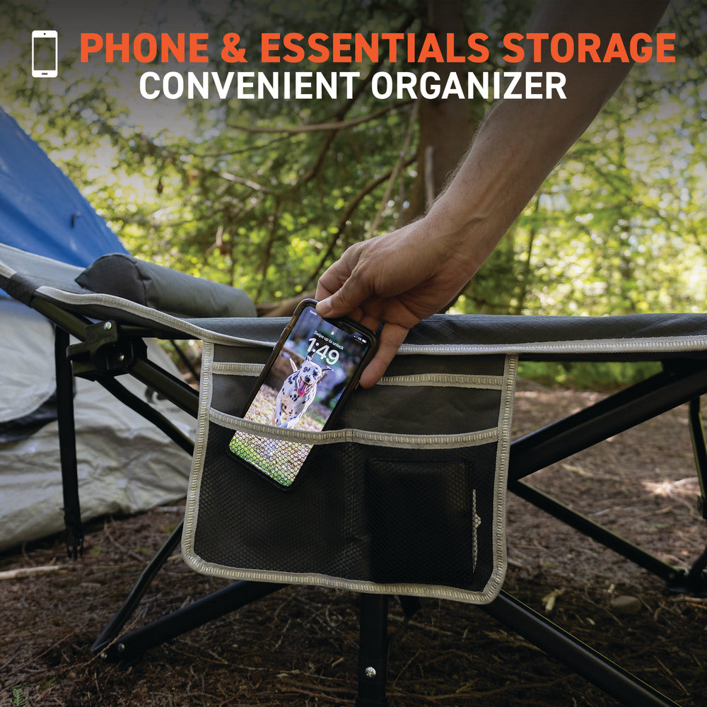 72HRS Portable Camping Cot, with Detachable Headrest and Carry Bag (Grey)