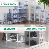Ollie Soft Stackable Shoe Box Organizer, Clear, Pack of 12 (OPEN BOX)