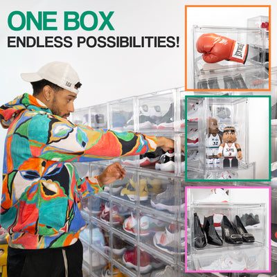 Ollie XL Shoe Box Organizer With Magnet Door, Ultra Clear