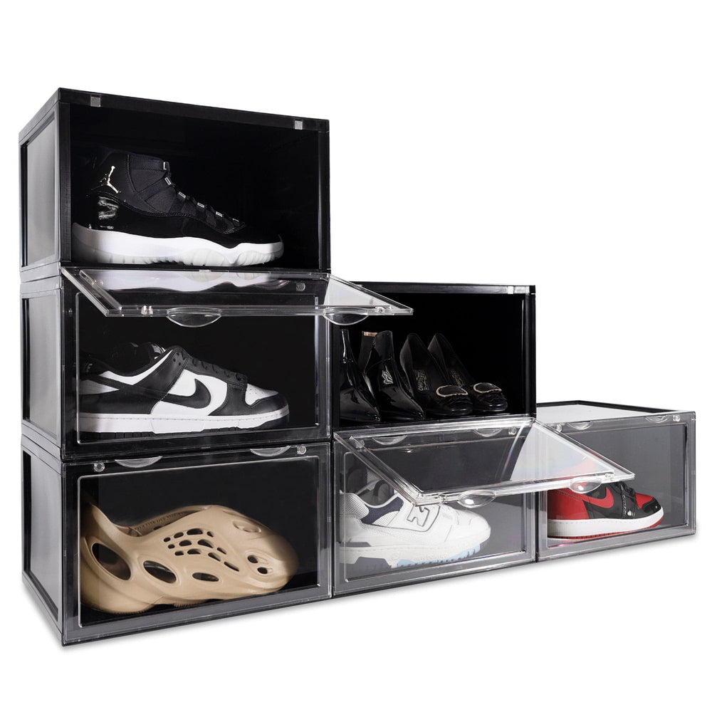 Ollie Hard Solid Shoe Box Organizer - Black, Pack of 12 (OPEN BOX)