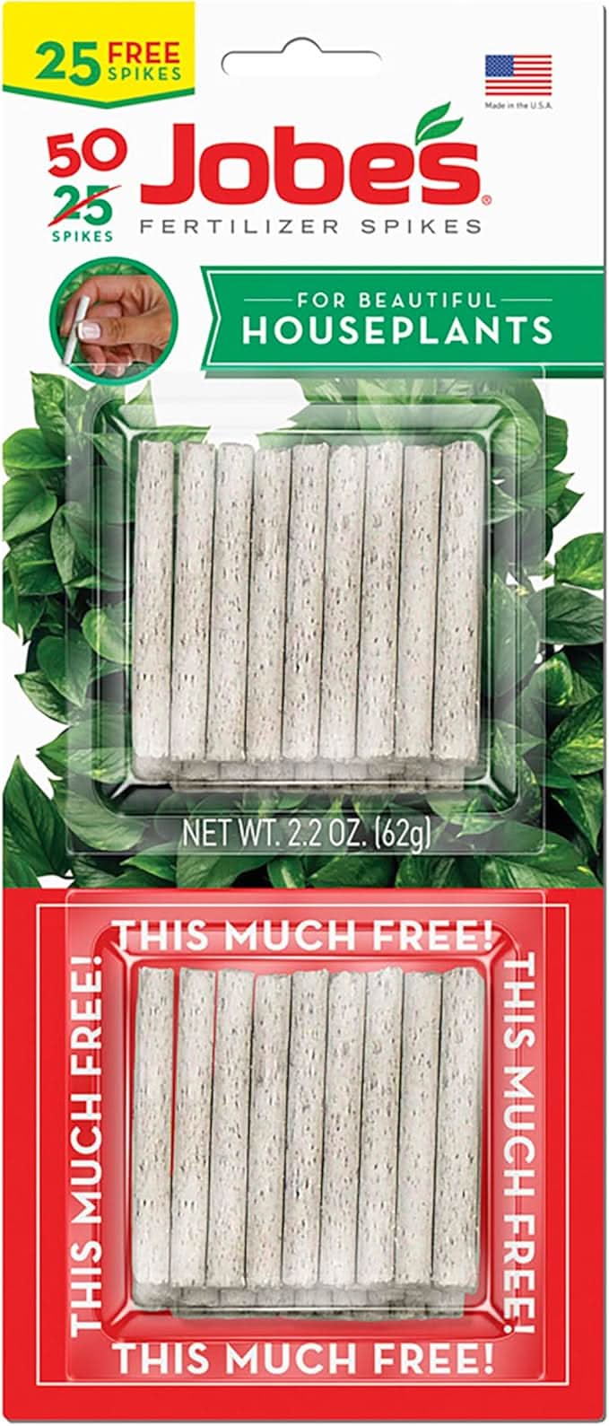 Jobe's 5001T Houseplant Indoor Fertilizer Food Spikes, 50 Pack