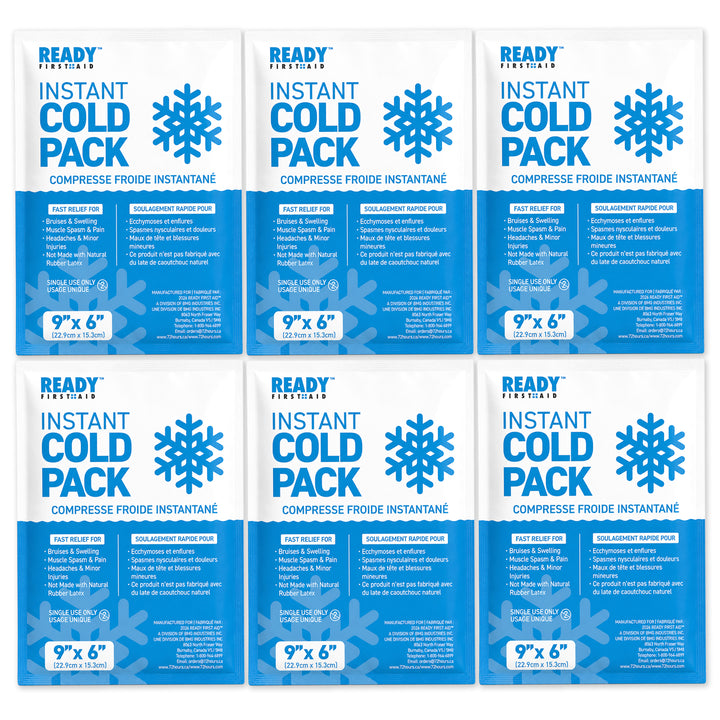 Instant Cold Pack 9" x 6" Size - Ready First Aid [Pack of 6]