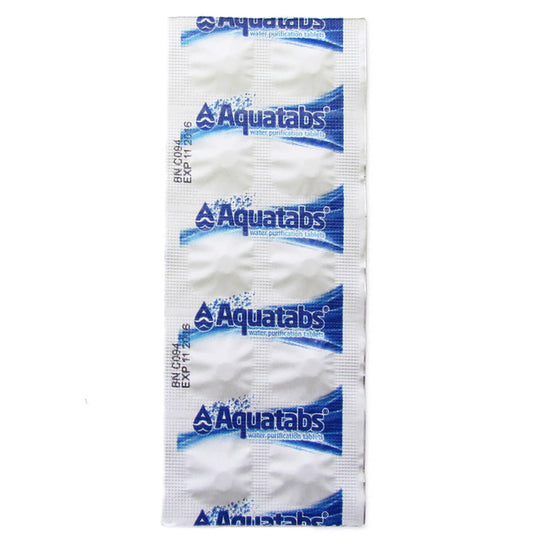 AQUATABS® Water Purification Tablets for 1 L Extra Strength, 10 / pkg. [EARLY EXPIRATION 04/27]