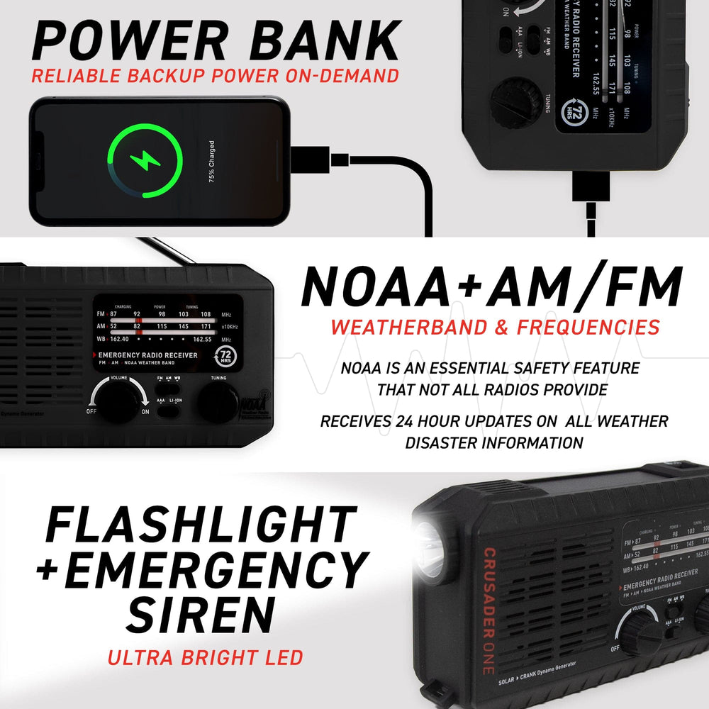 72HRS CRUSADER ONE NOAA Flashlight Analog Radio
