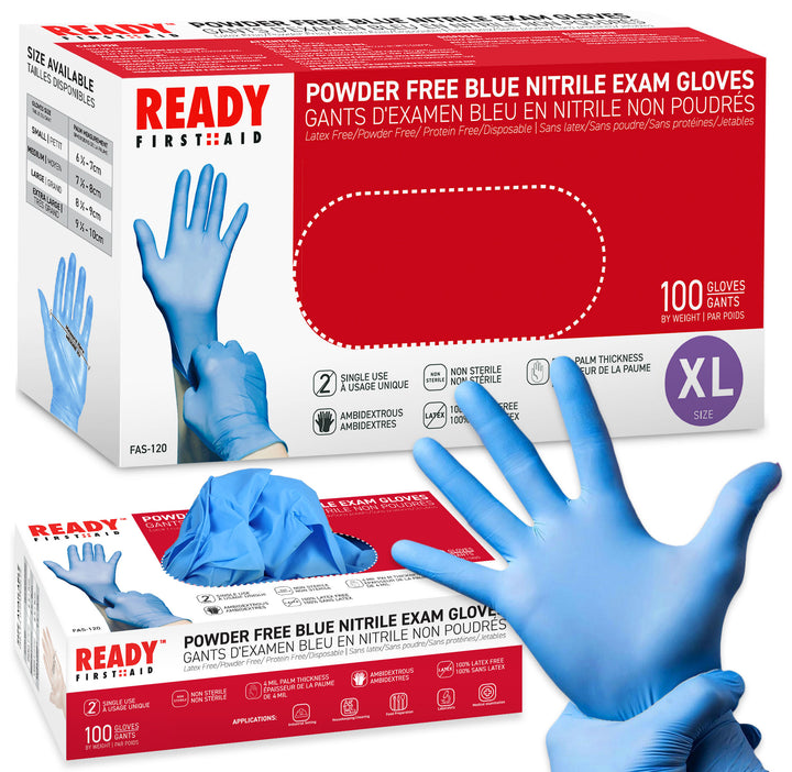 Blue Nitrile Gloves, Medical Gloves, Box Of 100 Pieces, 4.0 Mil - Ready First Aid™