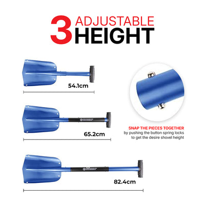 72HRS Aluminum Collapsible 3-in-1 Car Snow Shovel (Blue)