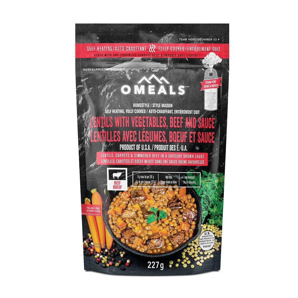 OMEALS Lentils Vegetables, Beef And Sauce