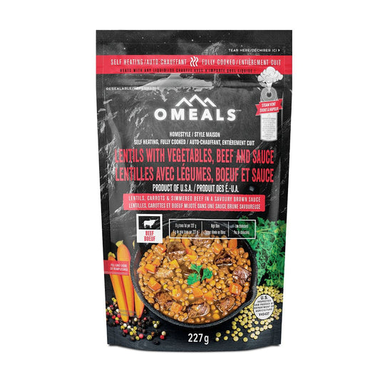 OMEALS Lentils Vegetables, Beef And Sauce