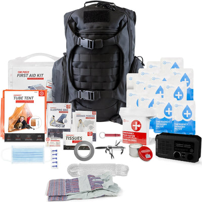 1 Person 72HRS Tactical Deluxe Backpack Kit with NOAA Weatherband Radio