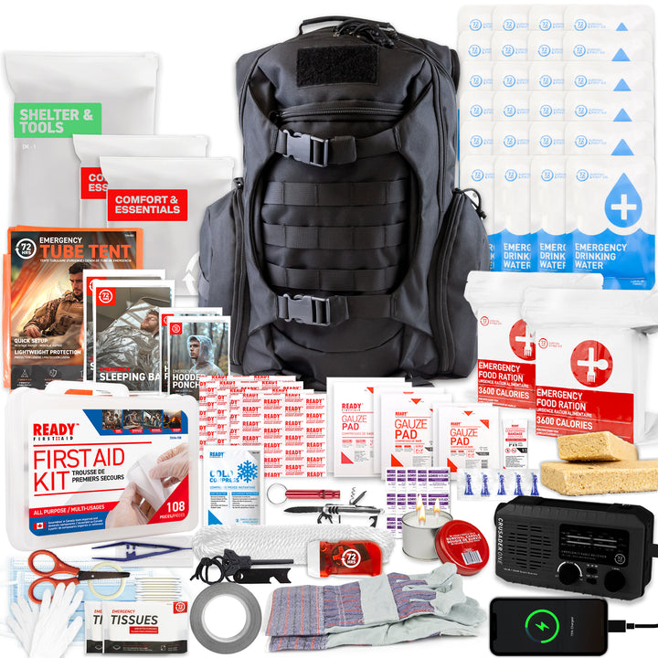 2 Person 72HRS Tactical Deluxe Backpack Kit with NOAA Weatherband Radio