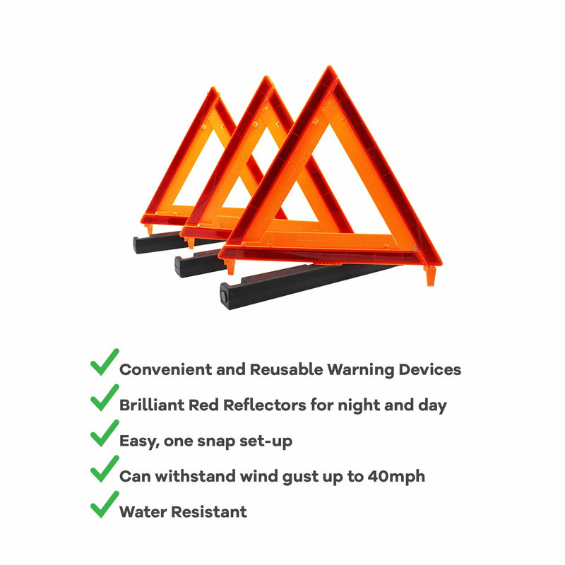 Auto Emergency Warning Safety Triangle - 3 Pack - Features