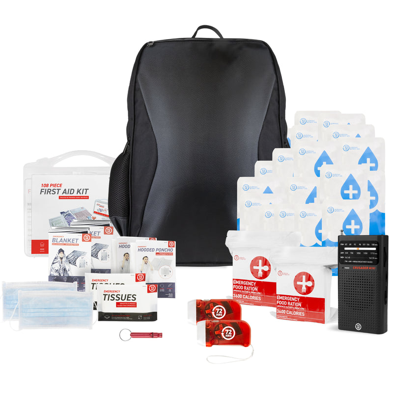 2 Person 72HRS Essential Backpack - Emergency Survival Kit (Black)