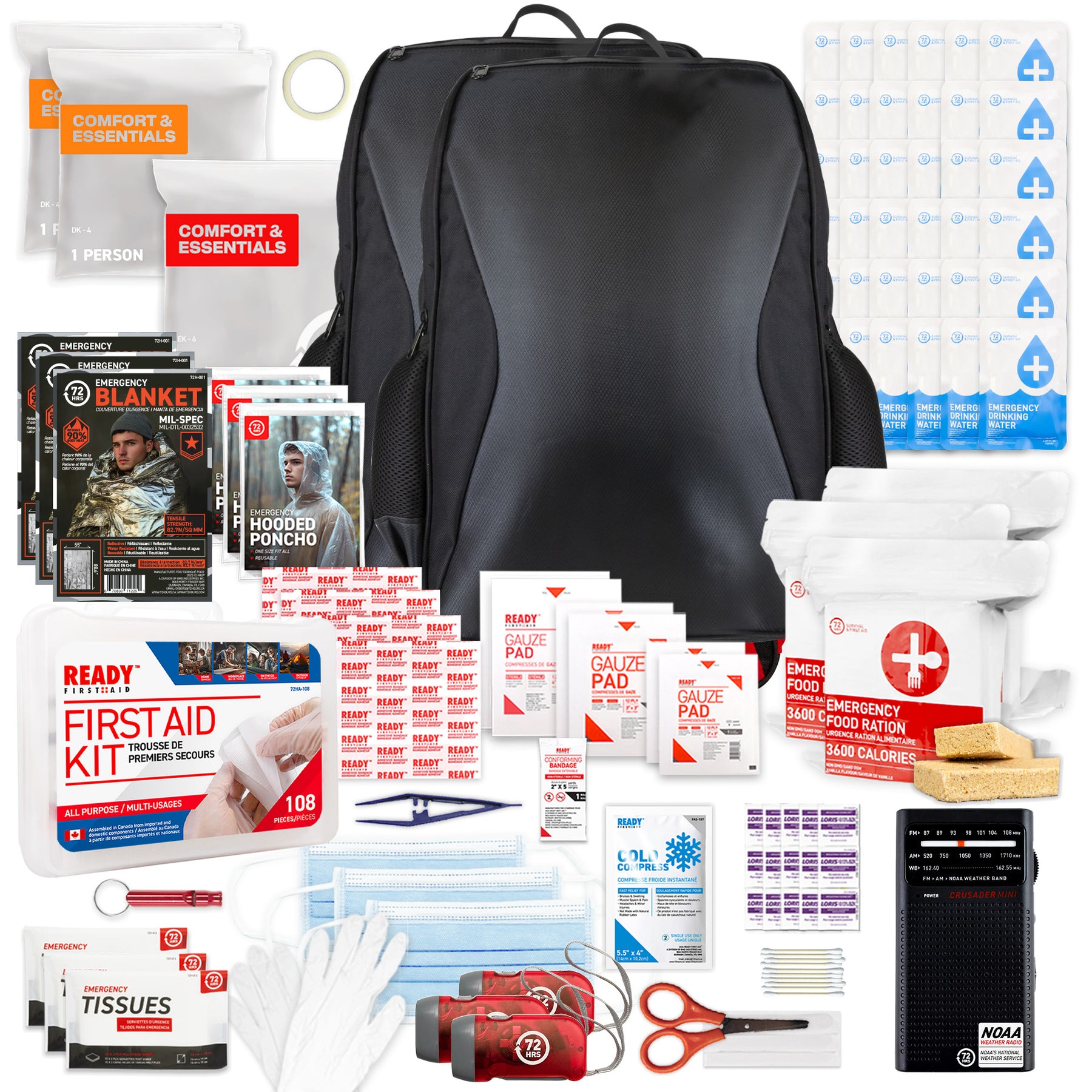 Emergency Backpack Essentials 72HRS Essential Backpack Emergency Earthquake Survival Kit - 3 Person ...