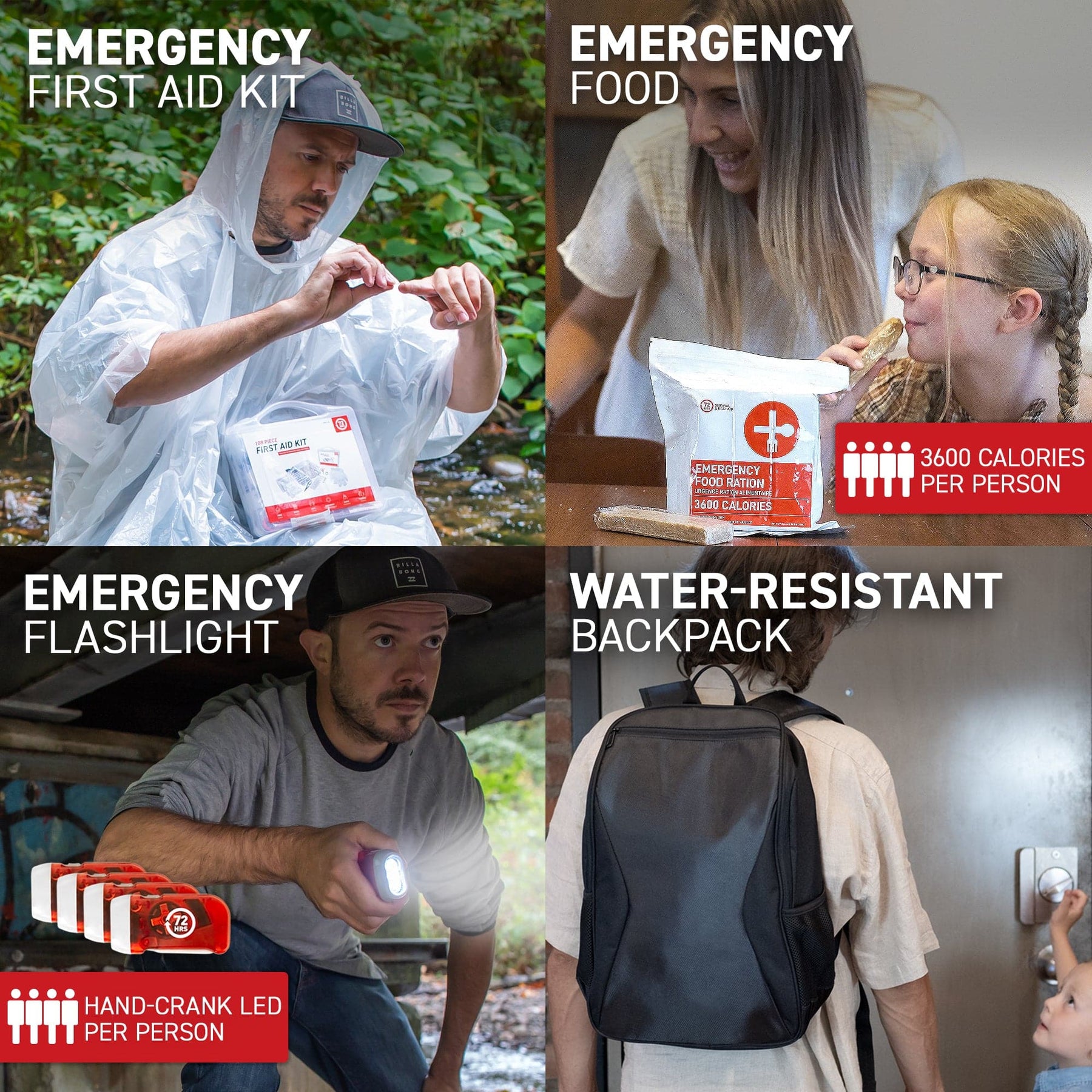 Emergency Backpack Essentials 72HRS Essential Backpack Emergency Earthquake Survival Kit - 4 Person ...