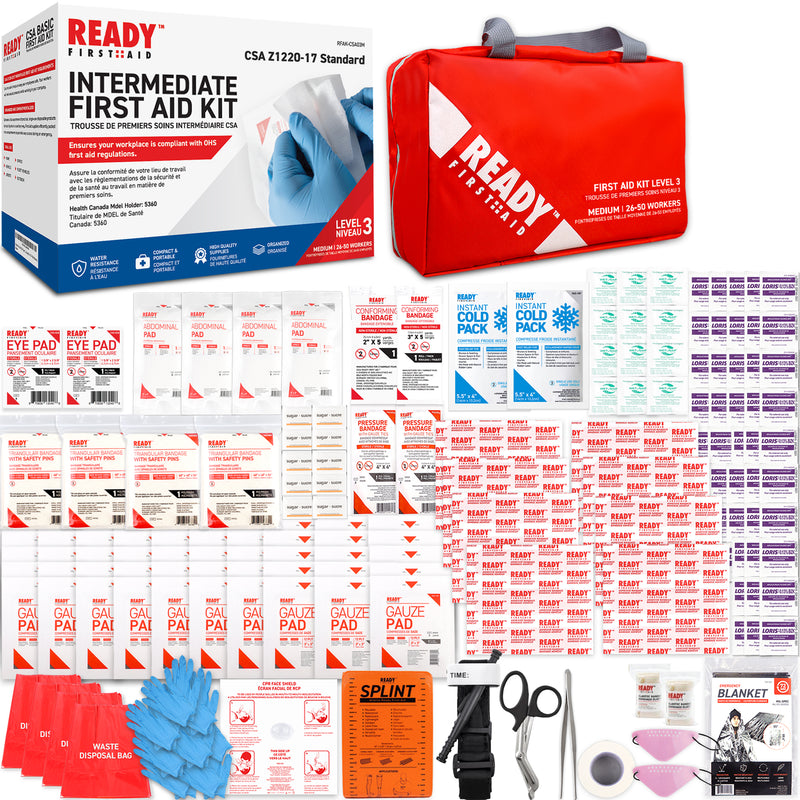 CSA (Z1220-17) Type 3 Intermediate First Aid Kit Medium (26-50 Workers) with First Aid Bag