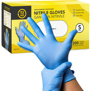 Blue Nitrile Gloves, All Purpose Gloves, Box of 200 Pieces, 4.0 Mil- 72HRS
