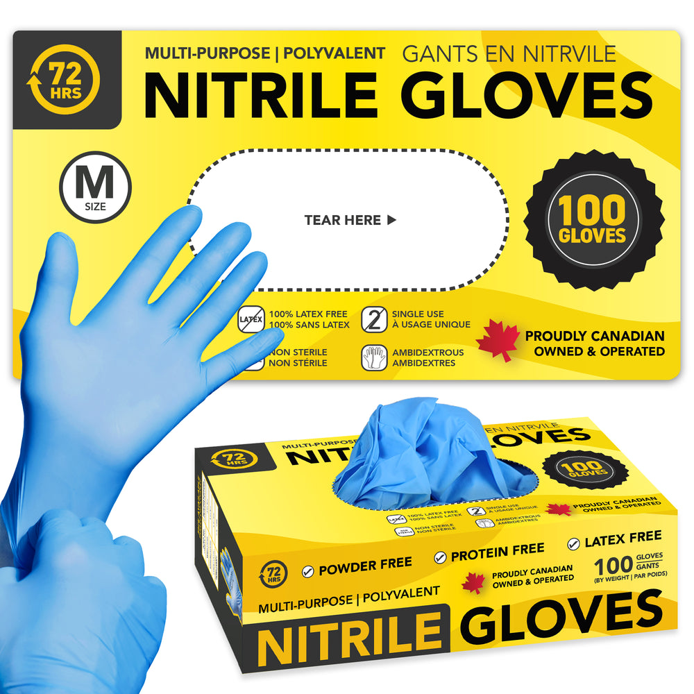 Blue Nitrile Gloves, All Purpose Gloves, Box of 100 Pieces, 4.0 Mil- 72HRS
