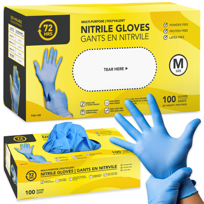 Blue Nitrile Gloves, All Purpose Gloves, Box of 100 Pieces, 4.0 Mil- 72HRS (OPEN BOX)