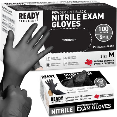 Black Nitrile Gloves, Medical Gloves, Box Of 100 Pieces, 5.0 Mil - Ready First Aid™