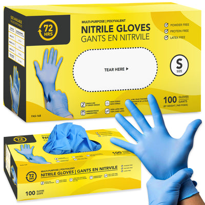 Blue Nitrile Gloves, All Purpose Gloves, Box of 100 Pieces, 4.0 Mil- 72HRS (OPEN BOX)