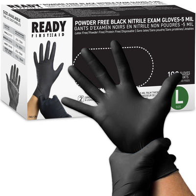 Black Nitrile Gloves, Box of 100 Pieces, 5.0 Mil - Ready First Aid™