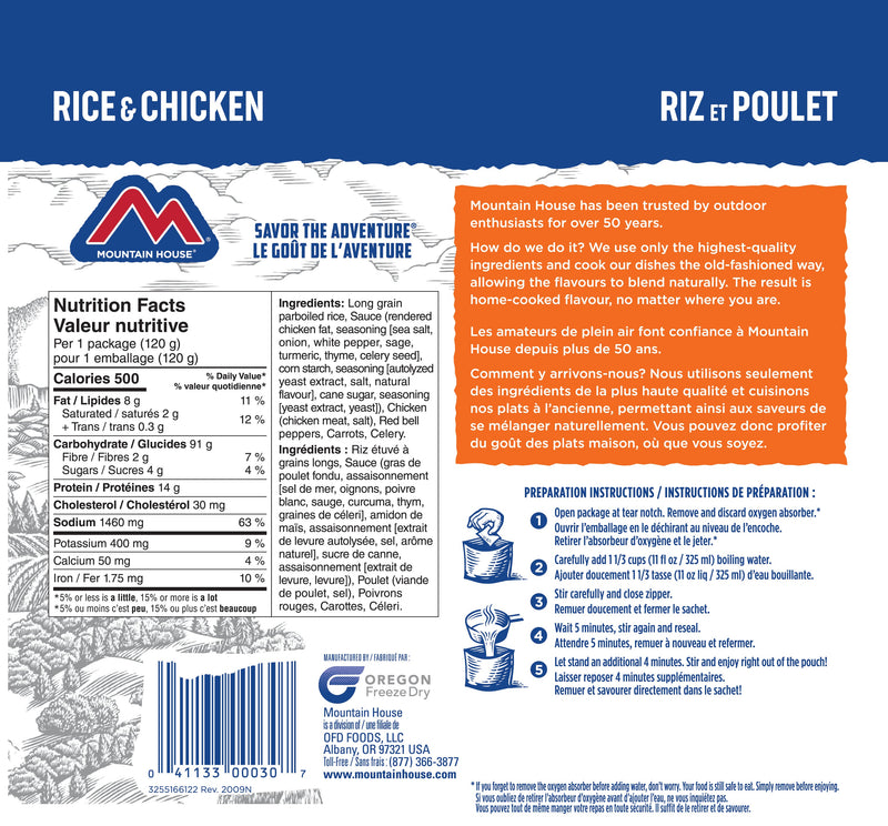 Mountain House Rice and Chicken Pouch - One Serving (OPEN BOX)