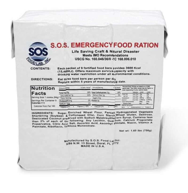 3600 Calorie SOS Emergency Food Ration (OPEN BOX/EXP 03/28)