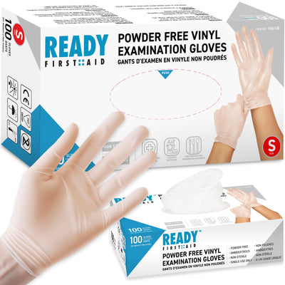 Clear Vinyl Gloves, Medical Gloves, Licensed by Health Canada, Box of 100 Pieces - Ready First Aid™