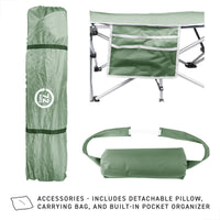 72HRS Portable Camping Cot, with Detachable Headrest and Carry Bag (Military Green)