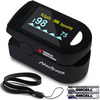 Medivex Pulse Oximeter Canada – Fingertip Oxygen Meter, Finger Pulse Oximeter Monitor for All Ages, Accurate SpO2 & Heart Rate Readings with OLED Display (Black)