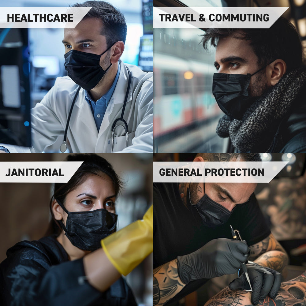 ASTM Level 3 Black Surgical Mask 3-Ply 50pcs - Ready First Aid (OPEN BOX)