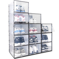 Ollie Soft Stackable Shoe Box Organizer, Black, Pack of 12 (OPEN BOX)