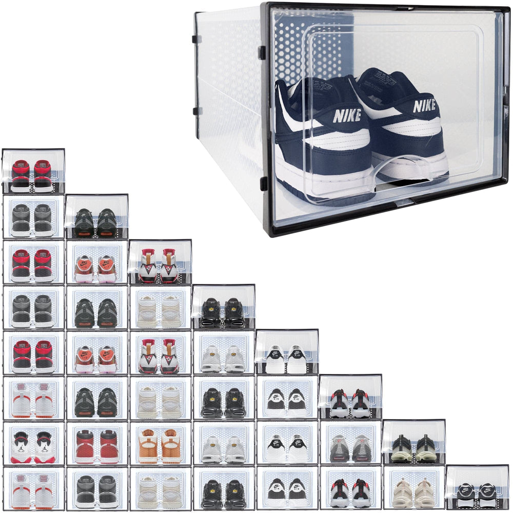 Ollie Soft Stackable Shoe Box Organizer, Black, Pack of 12 (OPEN BOX)
