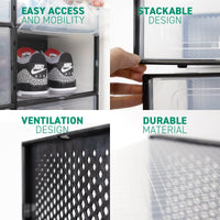 Ollie Soft Stackable Shoe Box Organizer, Black, Pack of 12 (OPEN BOX)