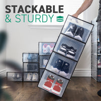Ollie Soft Stackable Shoe Box Organizer, Black