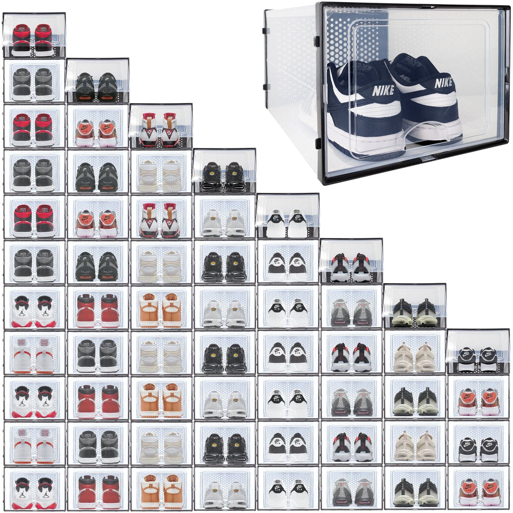 Ollie Soft Stackable Shoe Box Organizer, Black, Pack of 12 (OPEN BOX)