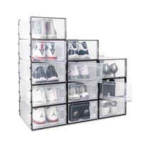 Ollie Soft Stackable Shoe Box Organizer, Black, Pack of 12 (OPEN BOX)