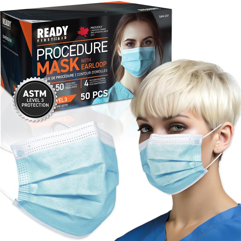 Ready Mask Ready First Aid ASTM Level 3 Surgical Mask 4-Ply 50pcs – 72hours.ca
