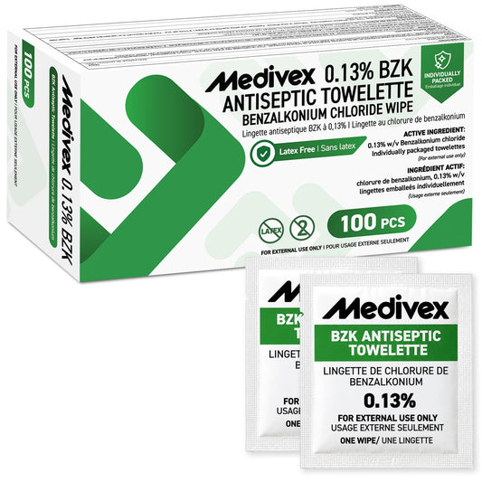 BZK Antiseptic Wipes, 100 Count, Alcohol Free, Individually Wrapped