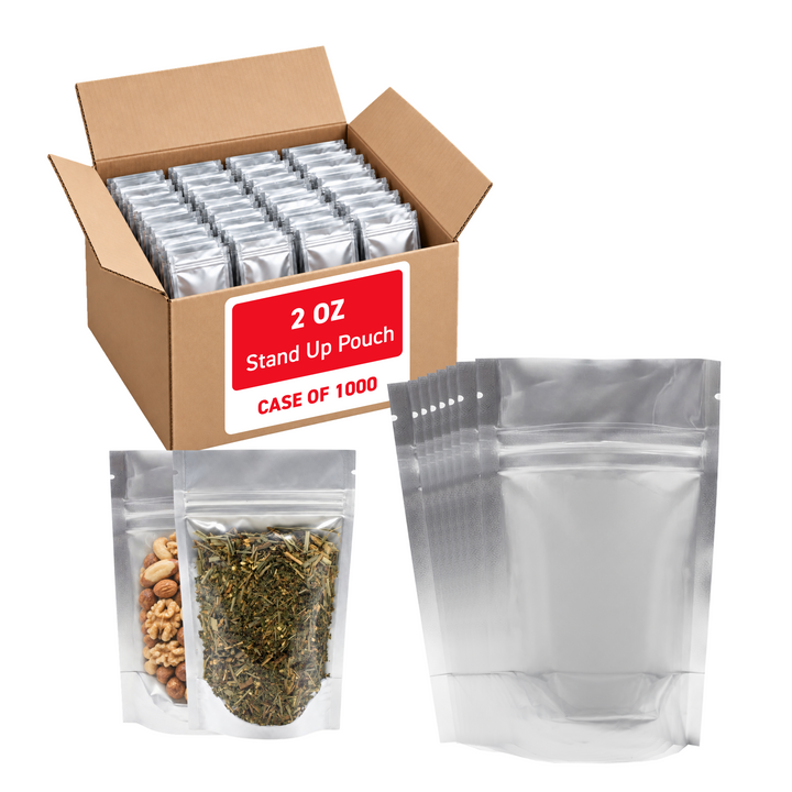 2 oz Stand Up Pouch (One Side Clear) - 5.0 Mil (6.50" x 3.94" x 1.02") - Case of 1000