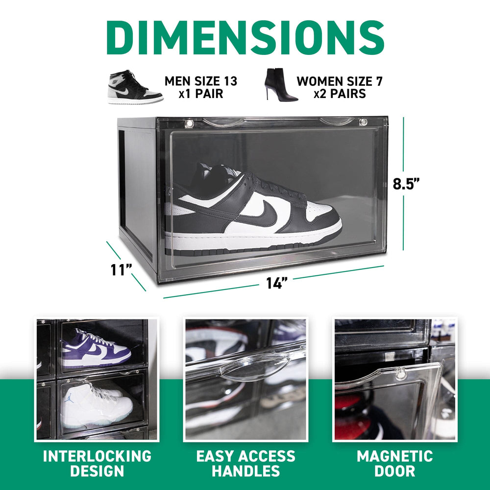 Ollie Hard Solid Shoe Box Organizer - Black, Pack of 12 (OPEN BOX)