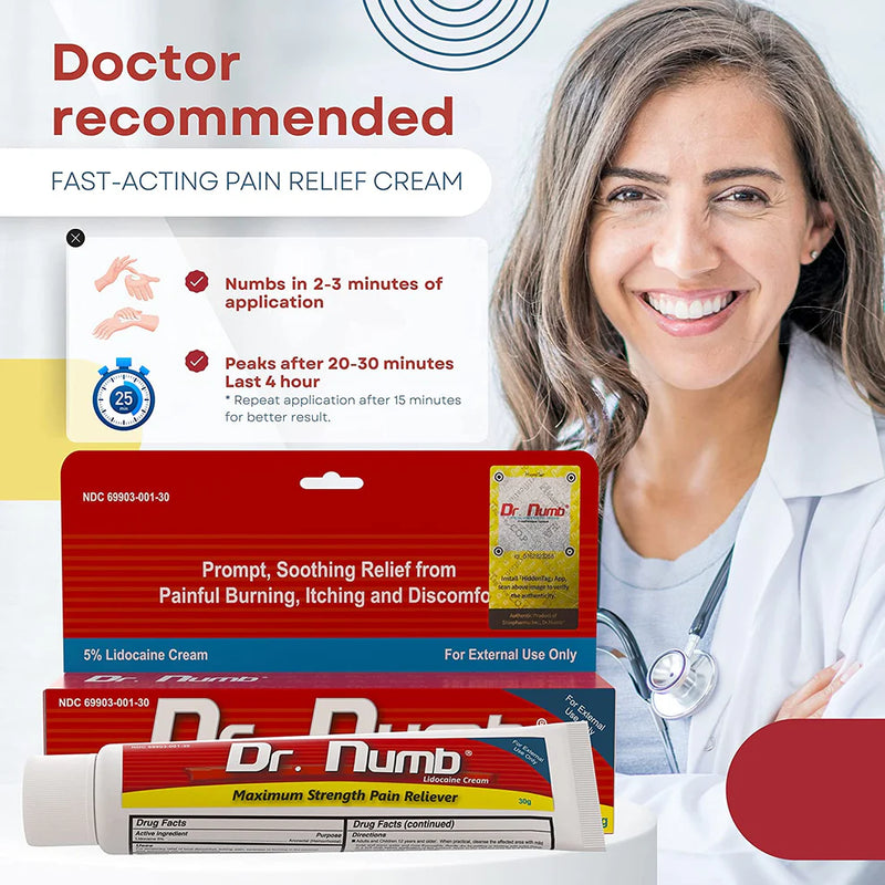 DR. NUMB 5% Lidocaine Topical Anesthetic Numbing Cream - 30g