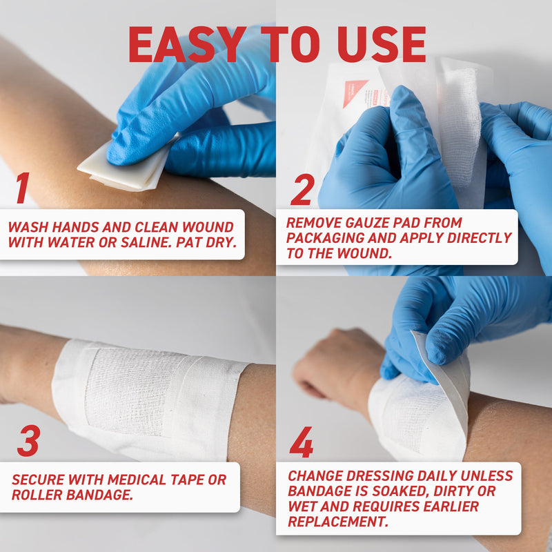 Gauze Pad, 3" x 3", 12-ply, Sterile - Ready First Aid Easy to Use