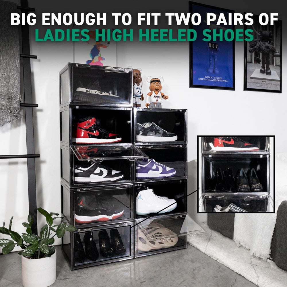 Ollie Hard Solid Shoe Box Organizer - Black, Pack of 6 (OPEN BOX)
