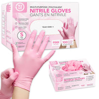 Pink Nitrile Gloves, All Purpose Gloves, Box of 100 Pieces, 4.0 Mil- 72HRS