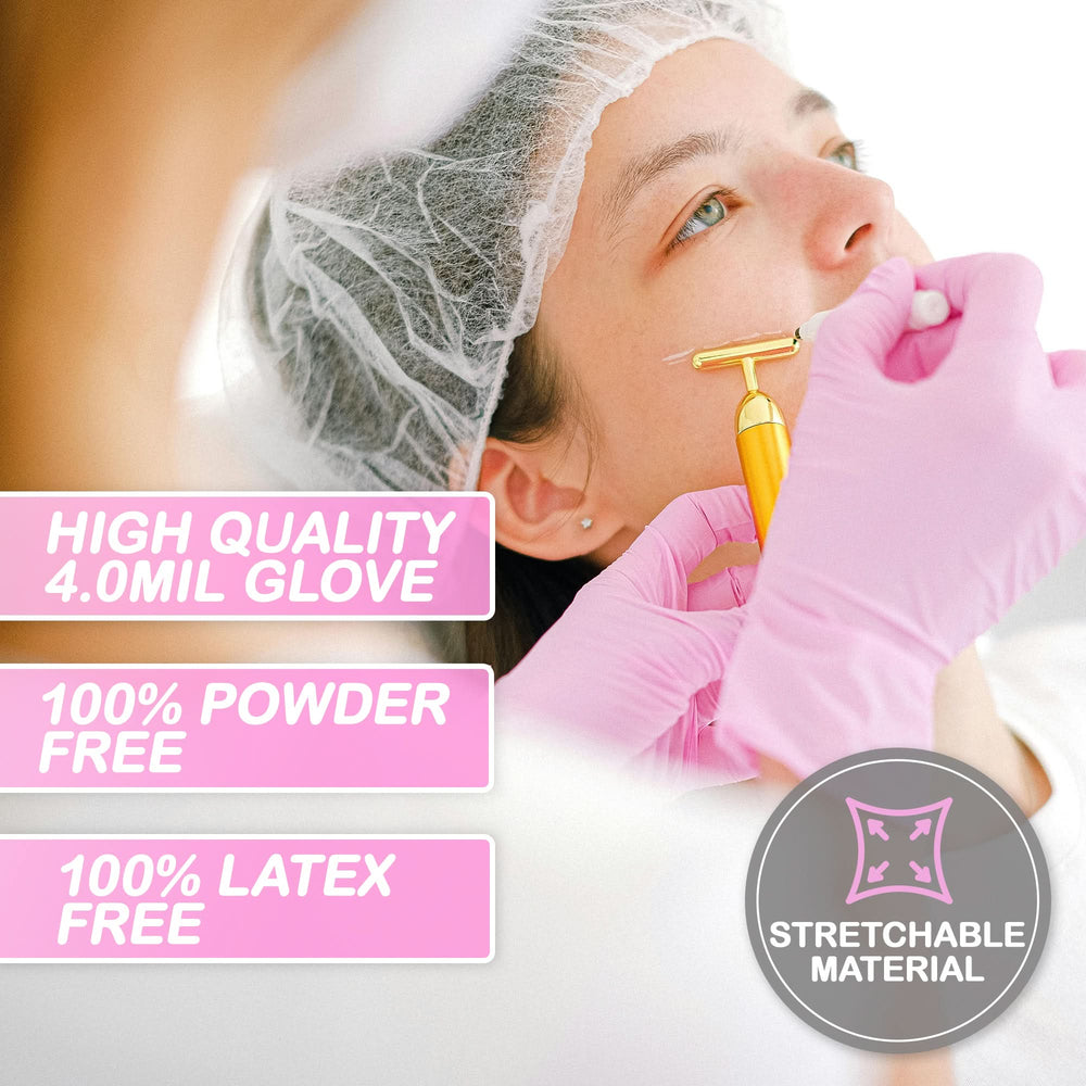 Pink Nitrile Gloves, All Purpose Gloves, Box of 100 Pieces, 4.0 Mil- 72HRS